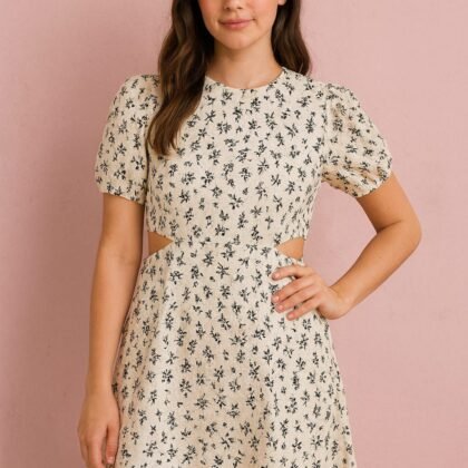 Vestido beige con negro