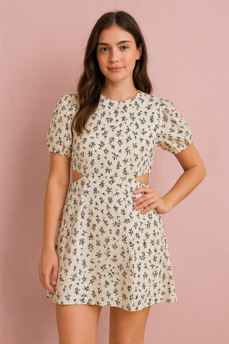Vestido beige con negro